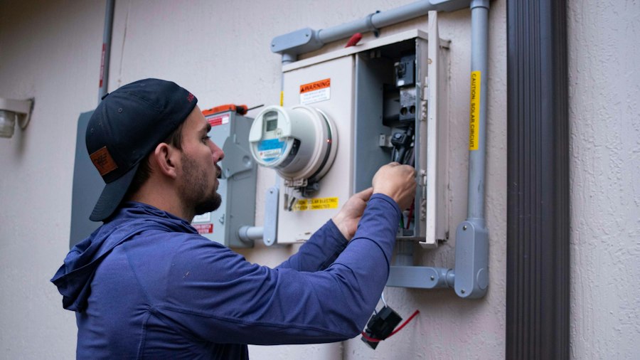 Service technician working on equipment